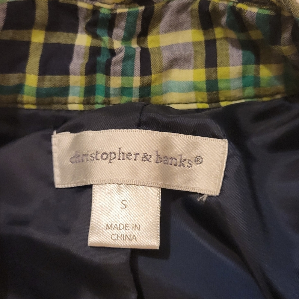 Christopher and banks, Vest, size small, green and blue plaid. - Picture 6 of 10